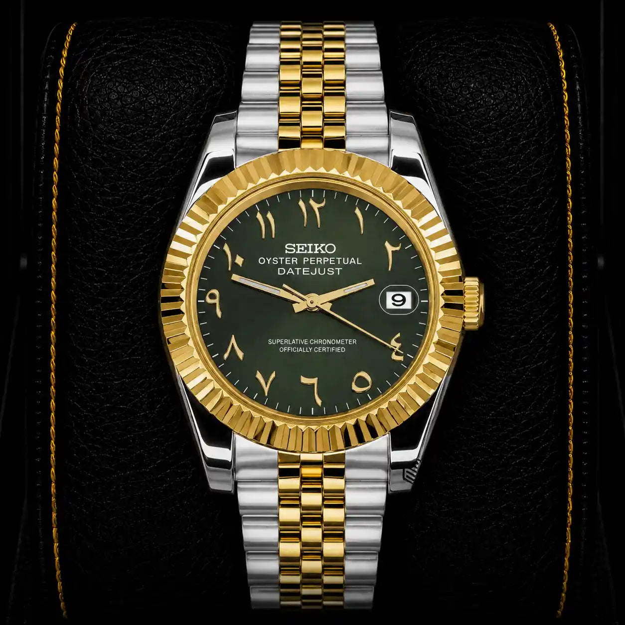 SKL Silver Green Arabic Dial
